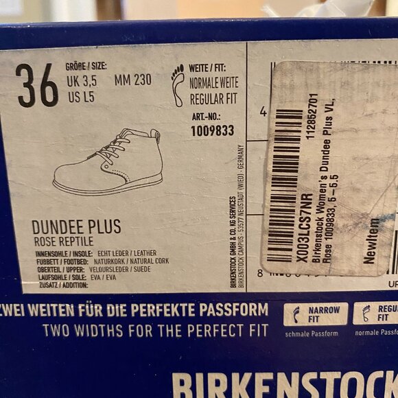 NIB Birkenstock Dundee Plus Rose Reptile Suede Chukka Sneakers EU 36 - Picture 6 of 6